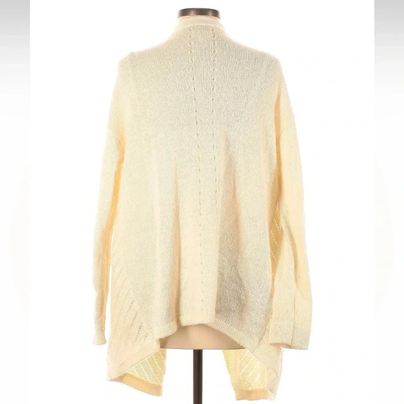 Lou & Grey Sweater Cream Alpaca Wool Blend Cardigan Open Front Knit Size Large L - Picture 2 of 5